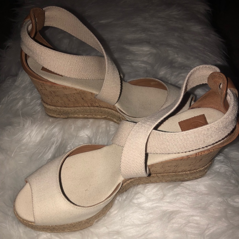 Tory Burch Peep Toe Cork Wedge Sandal